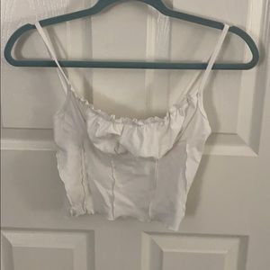 white ruffle top
